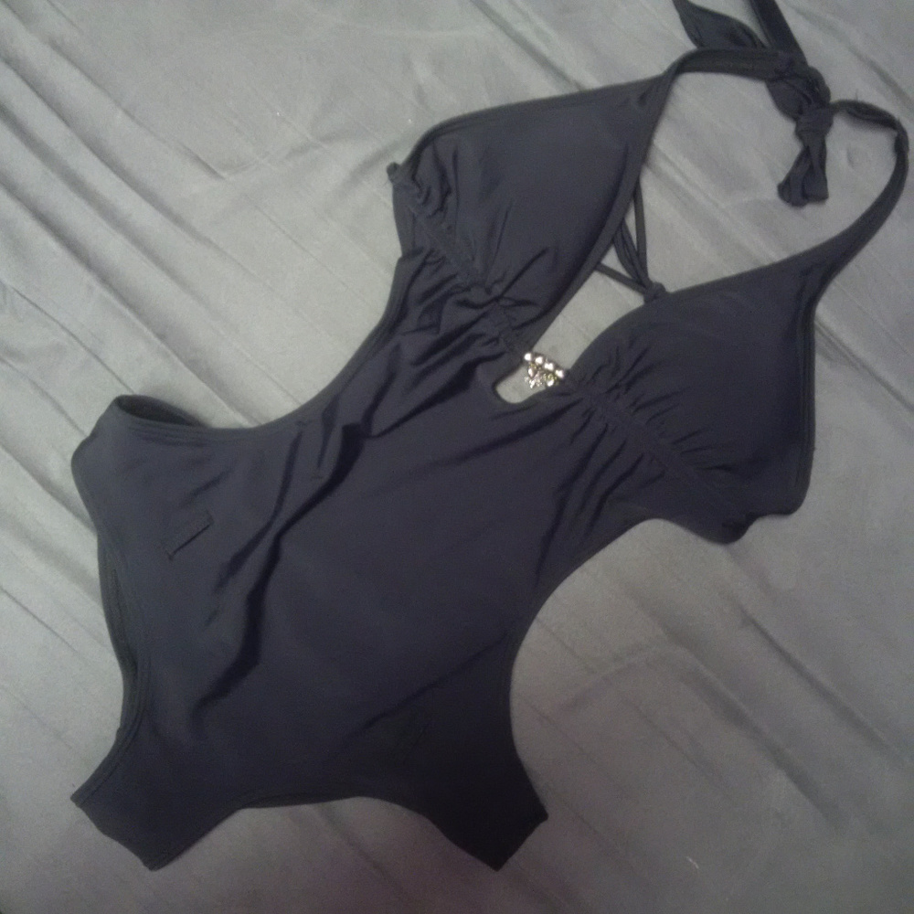 Black Punk Goth Skull Beaded Monokini